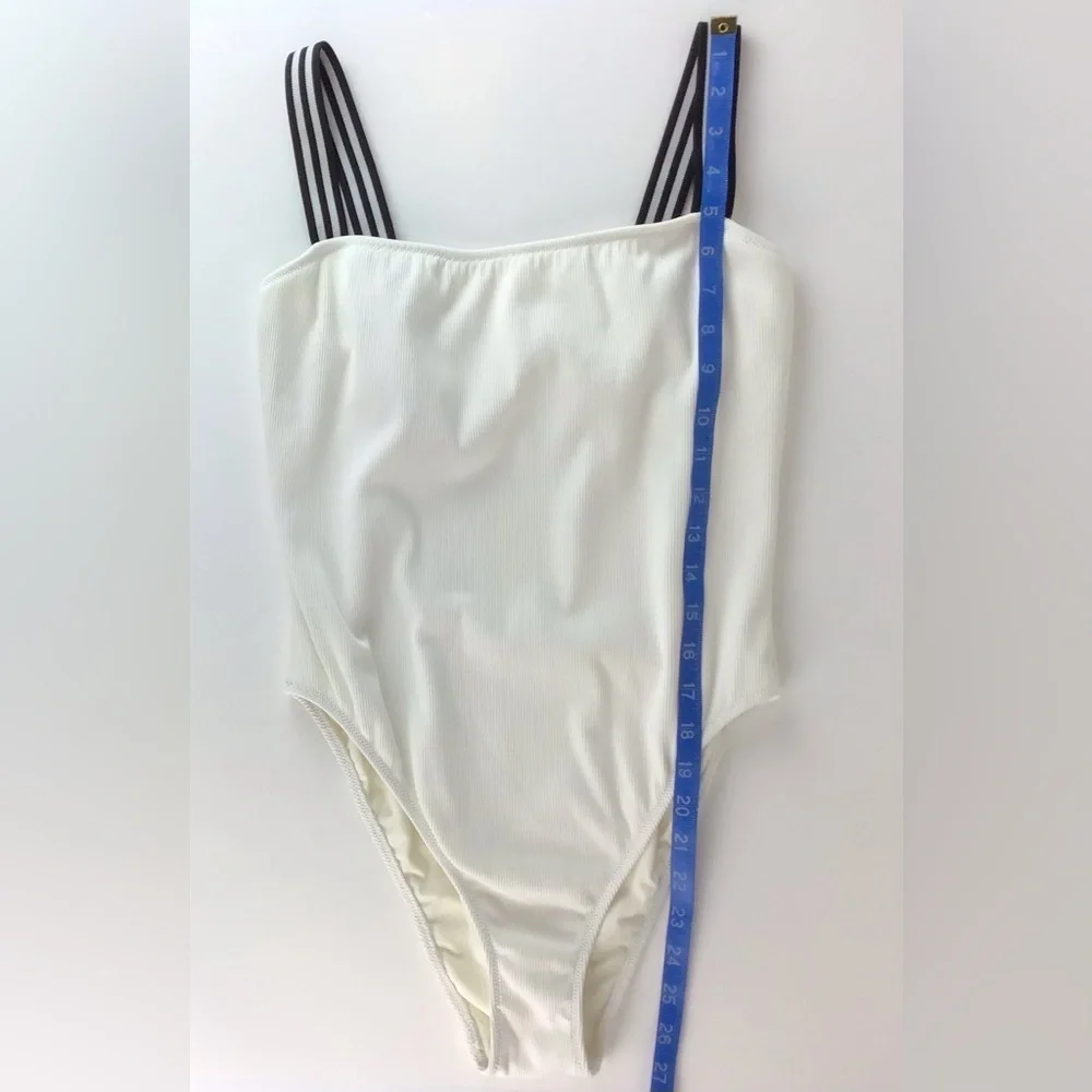 Madewell Solid & Striped White The Riley One Piece Swimsuit | Large